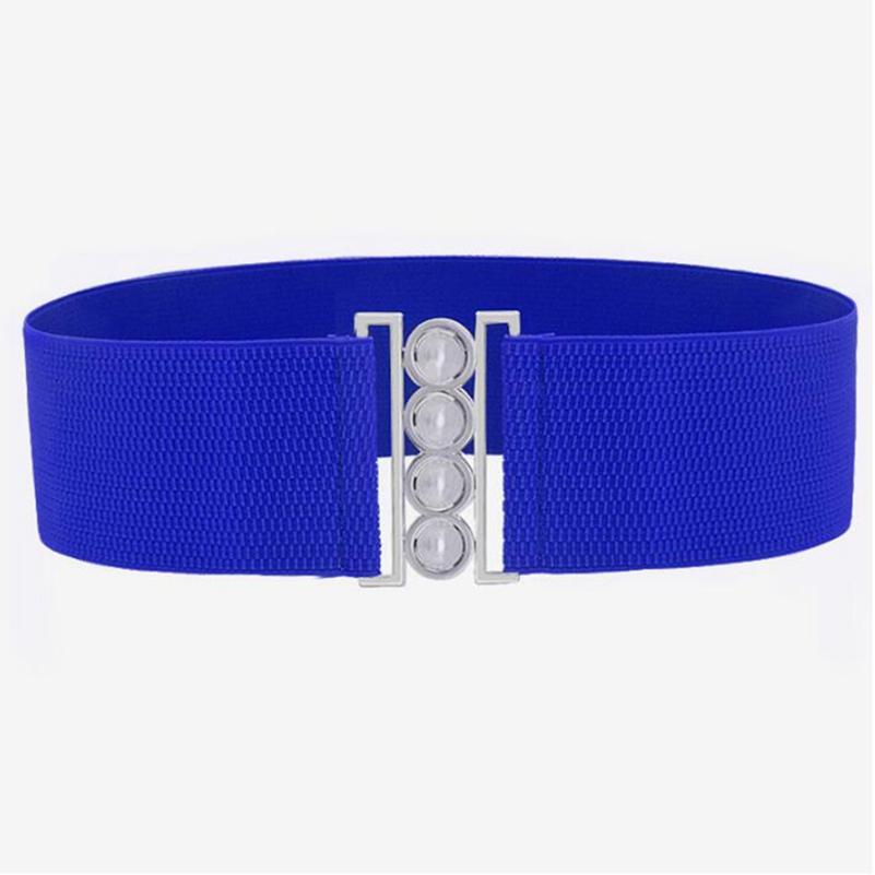 Shy grapes Dames Vintage elastische stretchgesp brede tailleband blauw