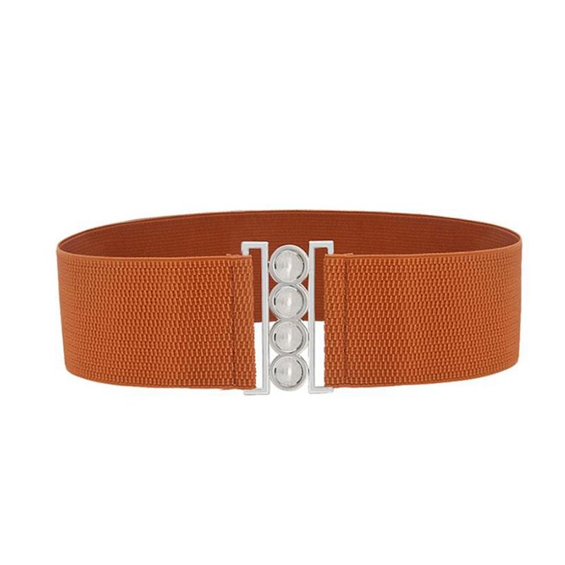 Shy grapes Dames Vintage elastische stretchgesp brede tailleband lichtbruin