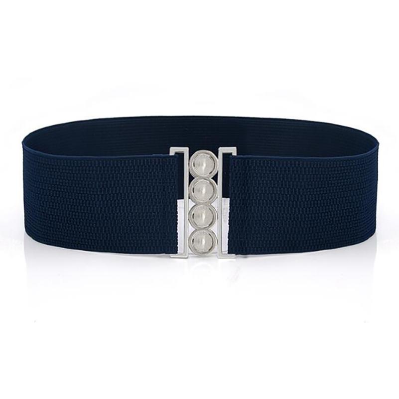 Shy grapes Dames Vintage elastische stretchgesp brede tailleband marineblauwe kleur