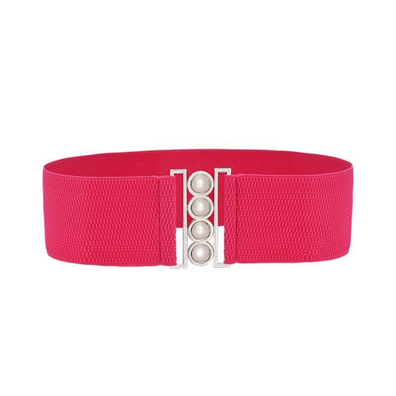 Shy grapes Dames Vintage elastische stretchgesp brede tailleband rozerode kleur