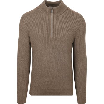 Suitable Sweater  Half Zip Trui Patch Taupe