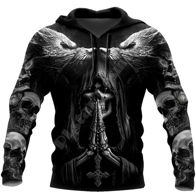 ETST 03 Mans schedel afdrukken hoodies herfst mode nieuwe retro hip hop stijl hooded sweatshirts straat trend vrije tijd comfortabele trui L