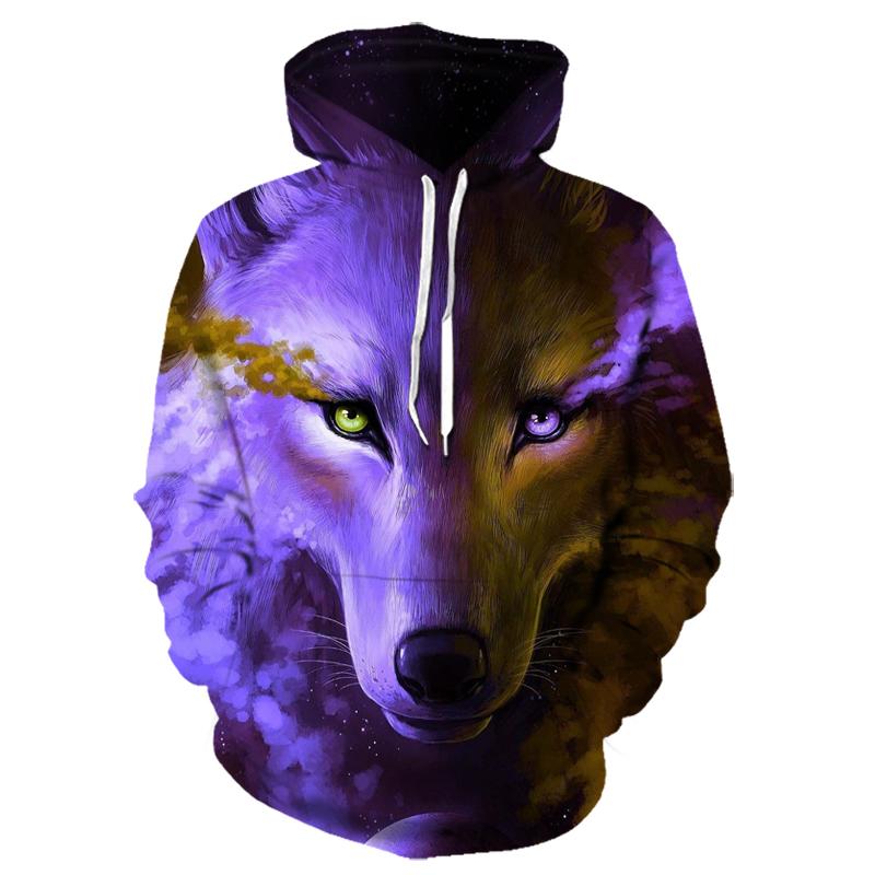 ETST 011 Dier Wolf 3D Geprinte Hoodies Heren Mode Casual Oversized Pullover Hip Hop Harajuku Streetwear Hoodies L