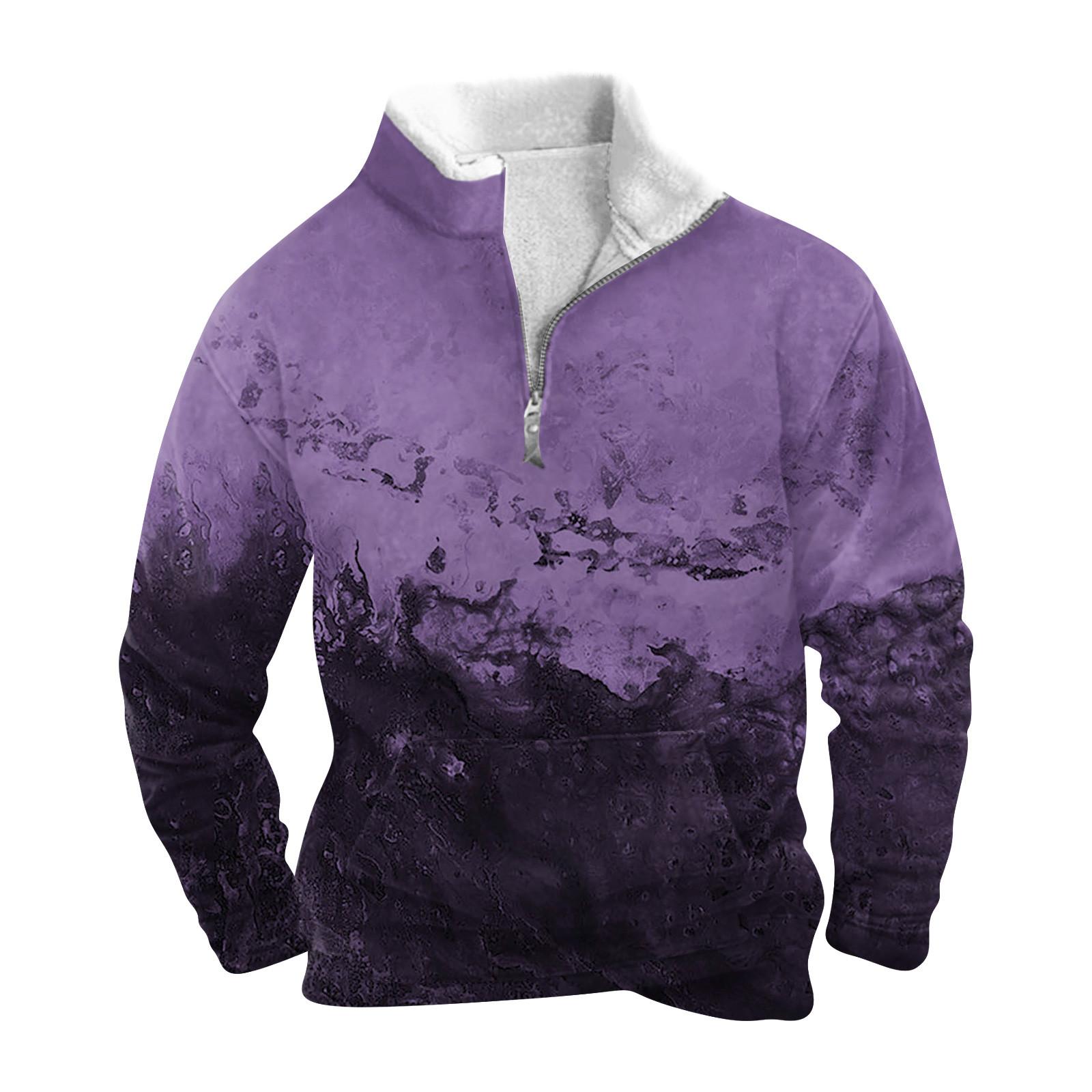 ZuiBaDuDu Lente en herfst herensweatshirt met staande kraag is outdoor casual truien tops XXXXL paars