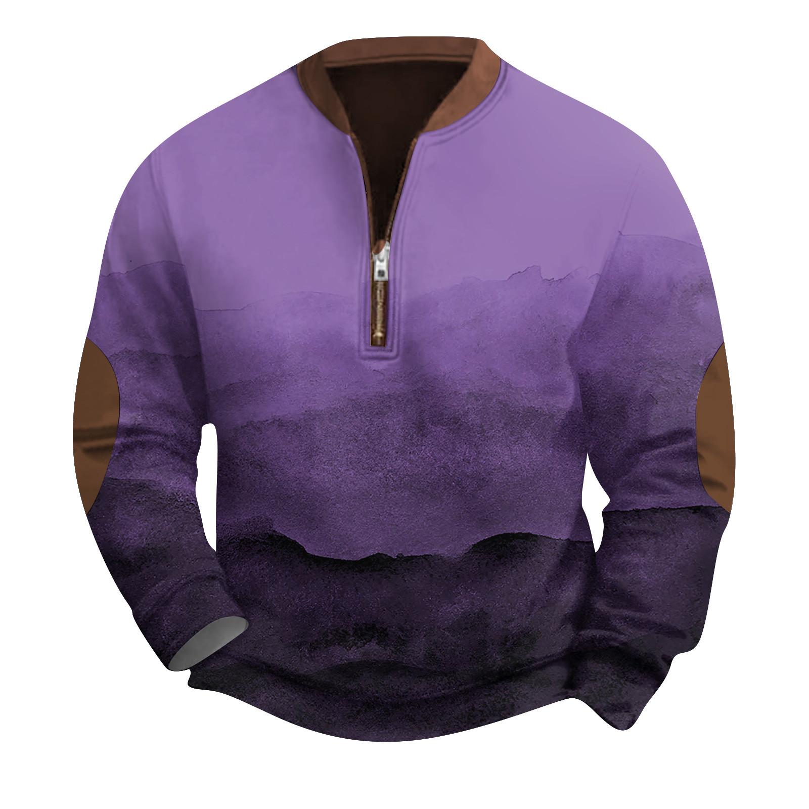 ZuiBaDuDu Heren Retro Casual Gradient Bedrukt Sweatshirt S paars