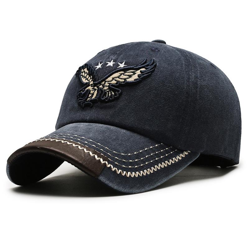 ONIHUA Denim Baseball Cap Geborduurde Eagle Cap voor Mannen Vrouwen Snapback Hat Zonneklep Hoeden Vissershoed Peak Cap marineblauwe kleur