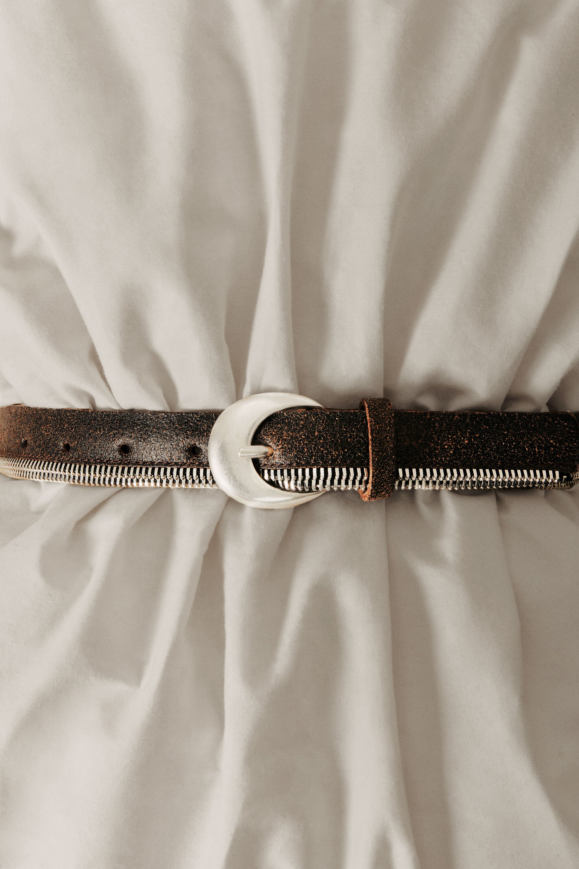 Desigual Leren riem met ritsen studio - BROWN