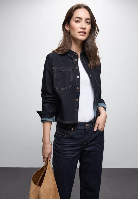 Street One Gespoelde denim blouse -