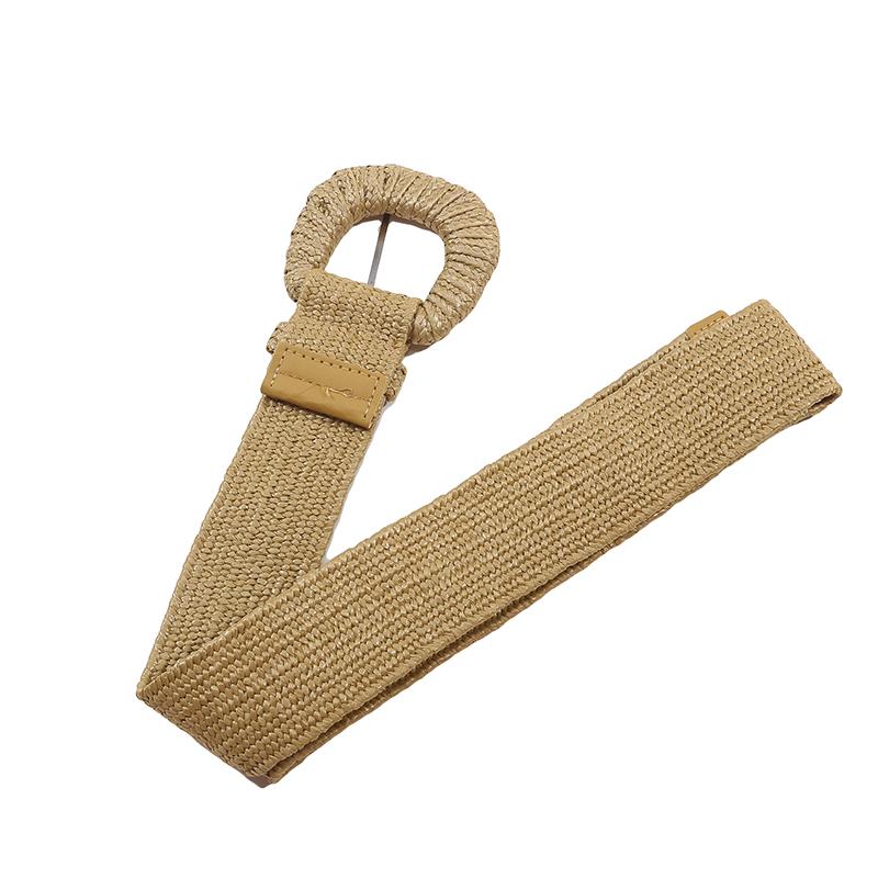 The Outside 2 Vrouwen Geweven Taille Riem Zomer Strand Handgeweven Touw Gevlochten Jurk Riem Mode Rok Jas Vierkante Gesp Riem one size kaki