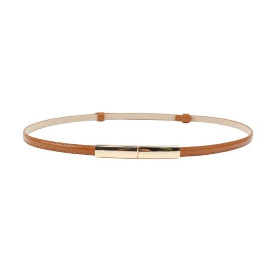 Tianhangyuan Kunstleren damesriem, verstelbaar, dun ontwerp, drukknoopsluiting, tailleband, decoratieve jurkriem, kledingaccessoires