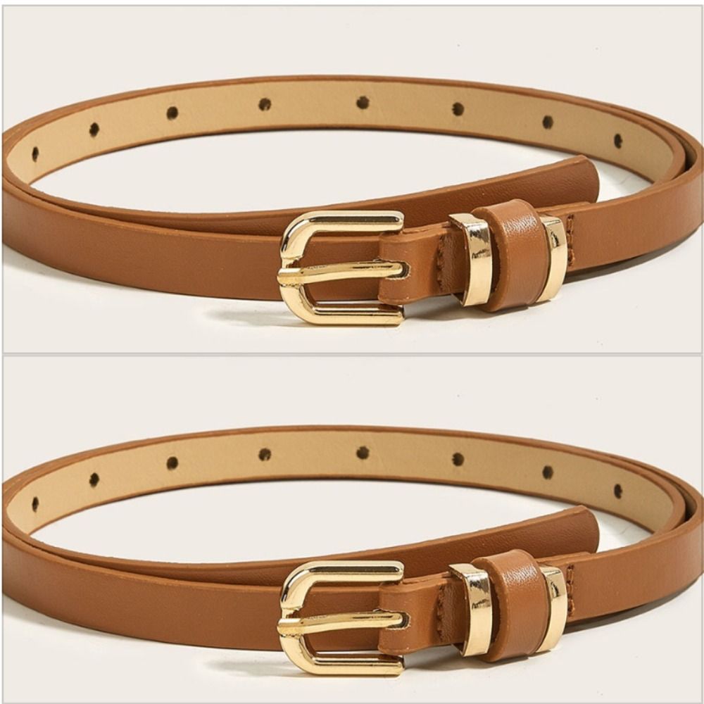 Yanguo36 Versatile Women's Belt 1.3 cm Wide Leopard Waistband Simple Skinny Leather Belt  Gift camel-1pc