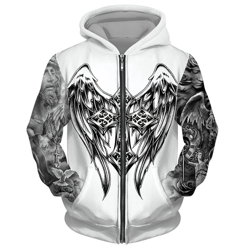TIP723 Lente Herfst Heren Rits Hoodie Sweatshirts 3D Dier Leeuw Beest Afdrukken Capuchon Trui Mode Jas Casual Sportkleding S
