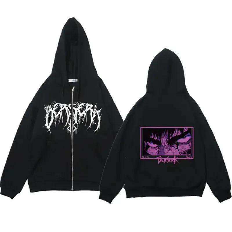 TENJINGE Trendy Anime Berserk Guts Hoodie Streetwear Skull Knight Rits Hoodies Fleece Harajuku Casual Jassen Oversized Sweatshirts Y2K Kleding 2XL