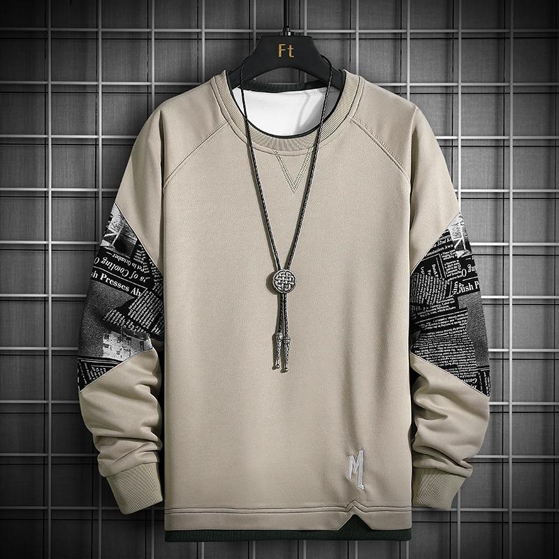 AKA005 Single Road Crewneck Sweatshirt Heren Lente Harajuku Oversized Japanse Streetwear Zwarte Hoodie Heren Sweatshirts Hoodies Mannelijk XL kaki