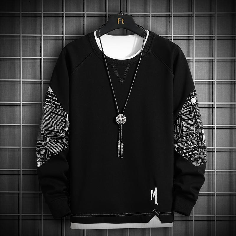 AKA005 Single Road Crewneck Sweatshirt Heren Lente Harajuku Oversized Japanse Streetwear Zwarte Hoodie Heren Sweatshirts Hoodies Mannelijk M