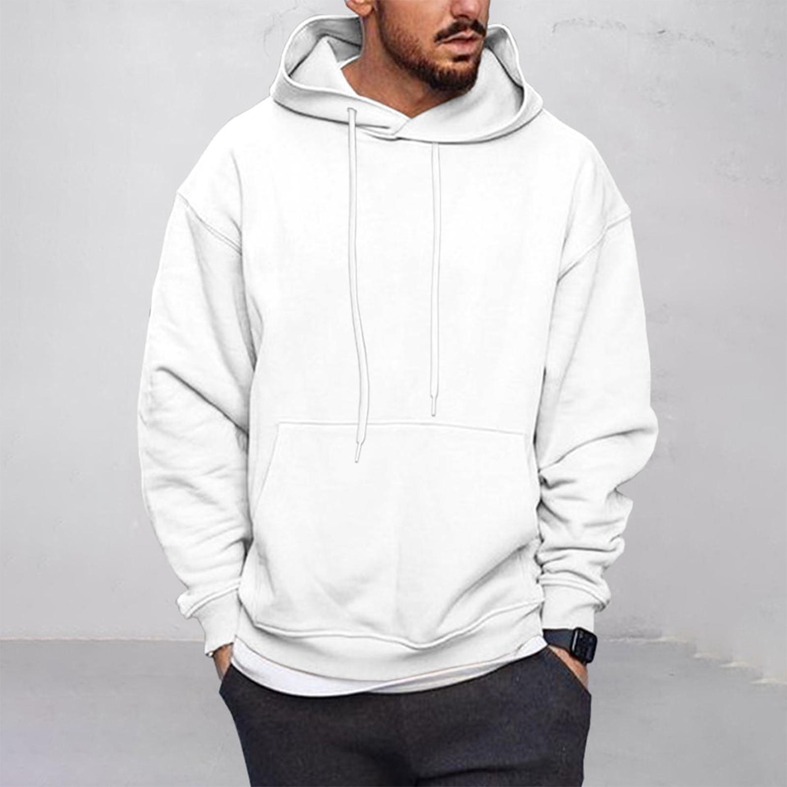 ZuiBaDuDu Heren effen kleur pluche warme jas fleece trui casual jas zak trui herfst winterjas XL