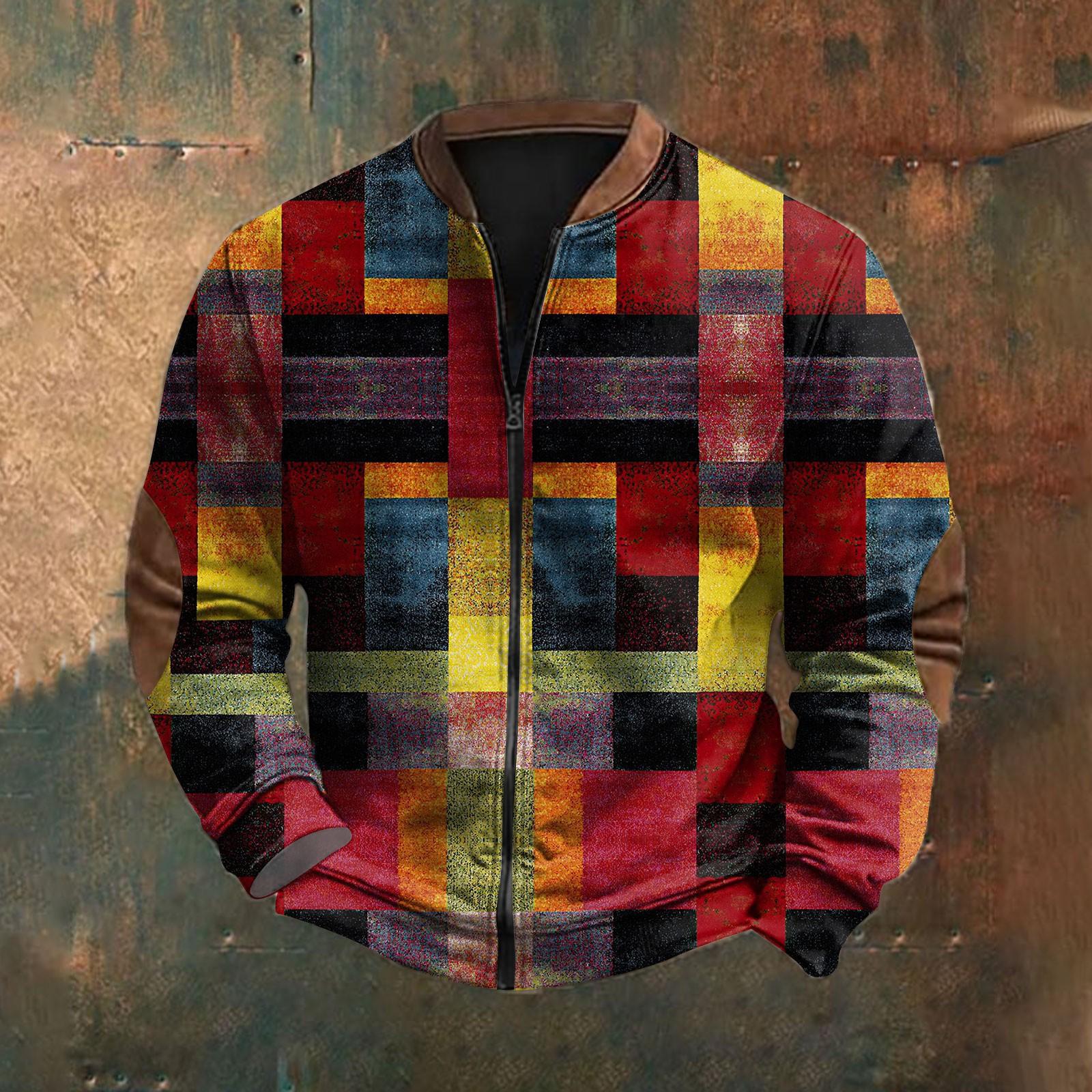 ZuiBaDuDu Heren Retro Casual Gradient Bedrukt Sweatshirt S geel