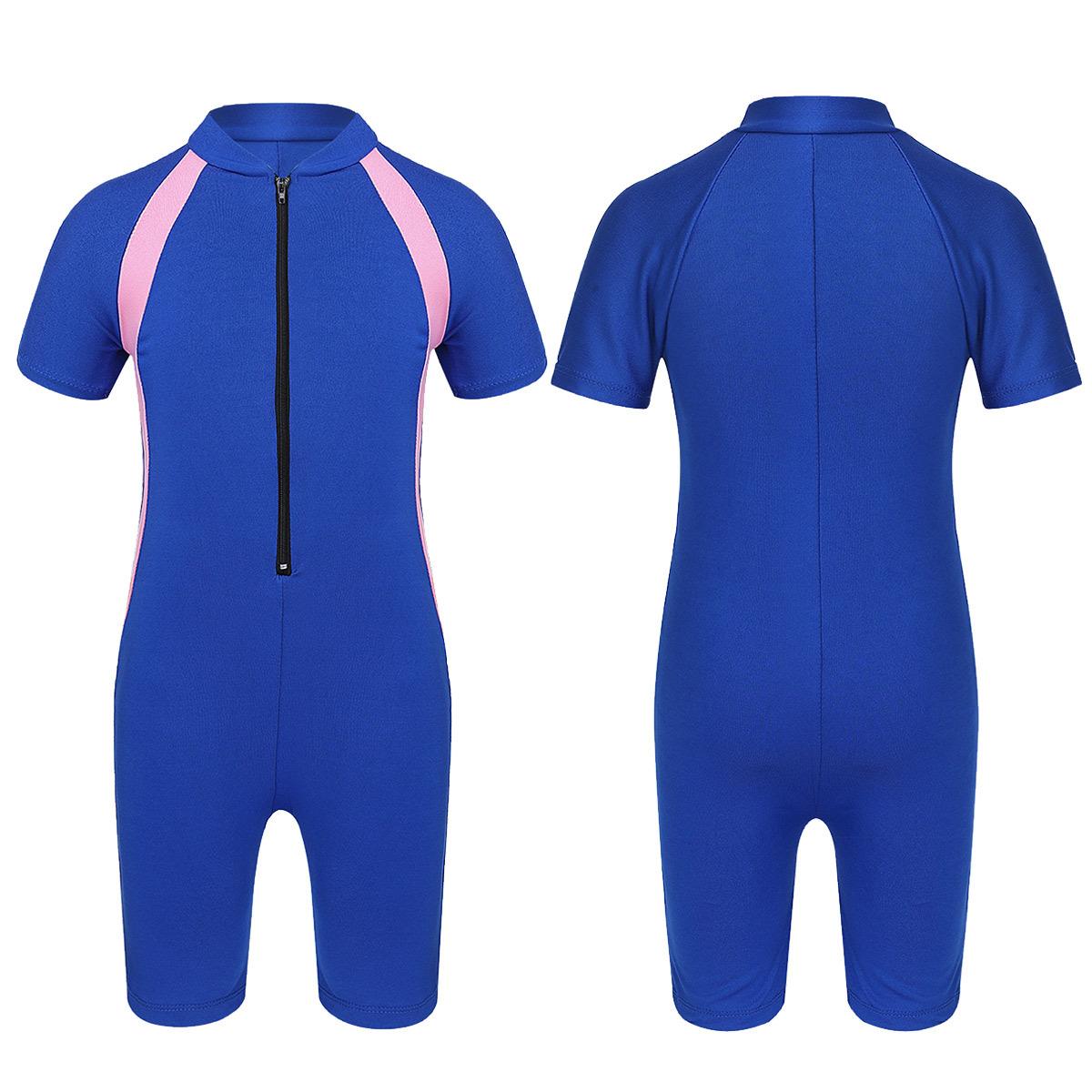Manyakai Kinderbadkleding voor meisjes Shorty Wetsuit Zwempak met rits aan de voorkant voor surfen en zwemmen 10-12 Years