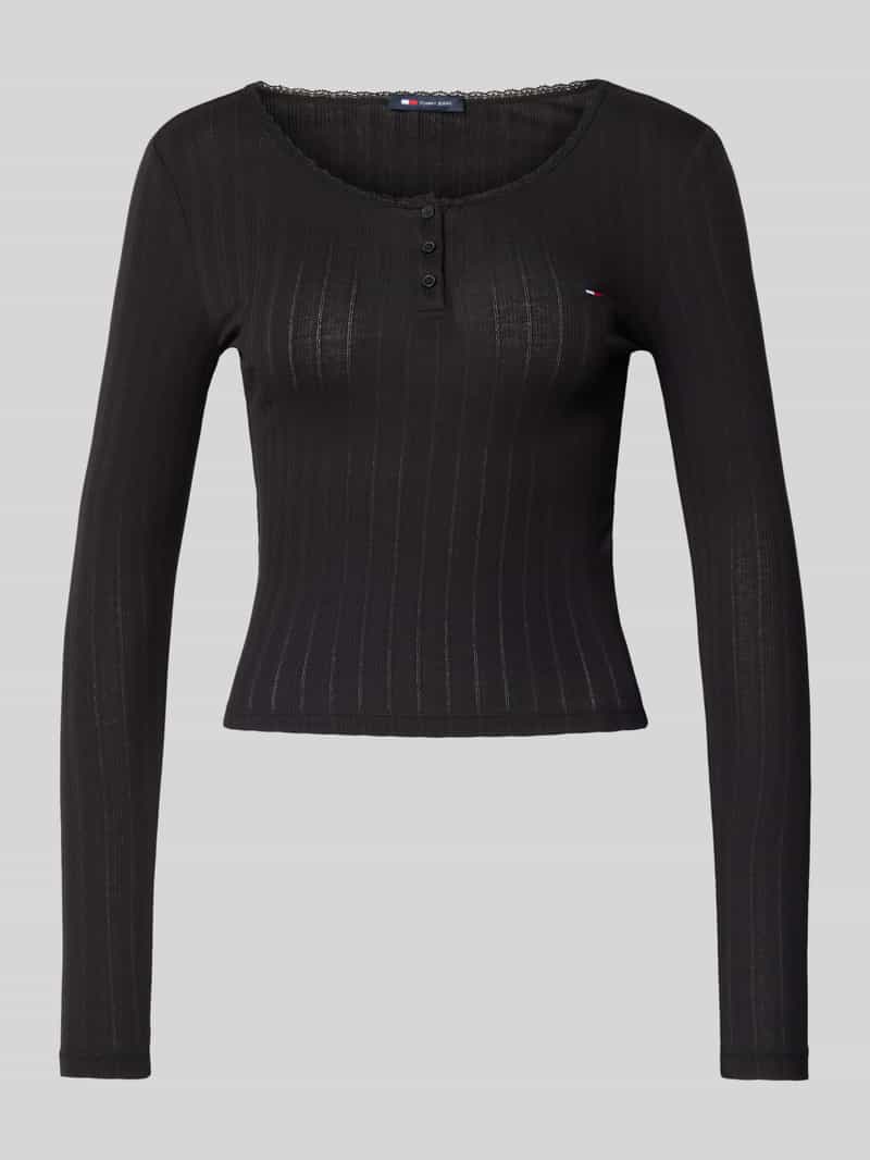 TOMMY JEANS Shirt met lange mouwen TJW SLIM SH IRREGULAR RIB LS