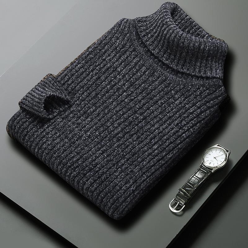 CHIC STUDIO Herfst en winter gebreide dikke dikke naald trui Mid-jeugd halve coltrui Chenille imitatie nerts warme stretch trui voor mannen 2XL/120/180