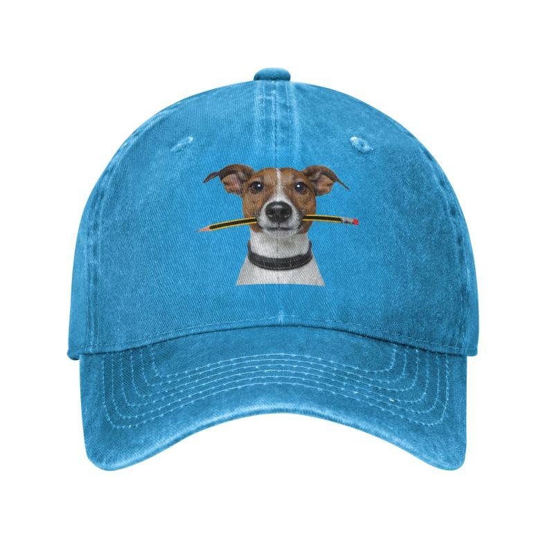 91610103MAC303Y57G Klassieke Unisex Katoenen Jack Russell Terrier Hond Met Potlood Baseballpet Volwassen Verstelbare Papa Hoed voor Unisex Vrouwen Zonbescherming Adult Baseball Cap