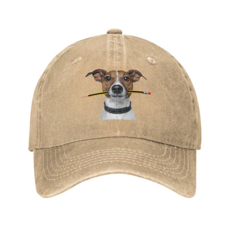 91610103MAC303Y57G Klassieke Unisex Katoenen Jack Russell Terrier Hond Met Potlood Baseballpet Volwassen Verstelbare Papa Hoed voor Unisex Vrouwen Zonbescherming Adult Baseball Cap