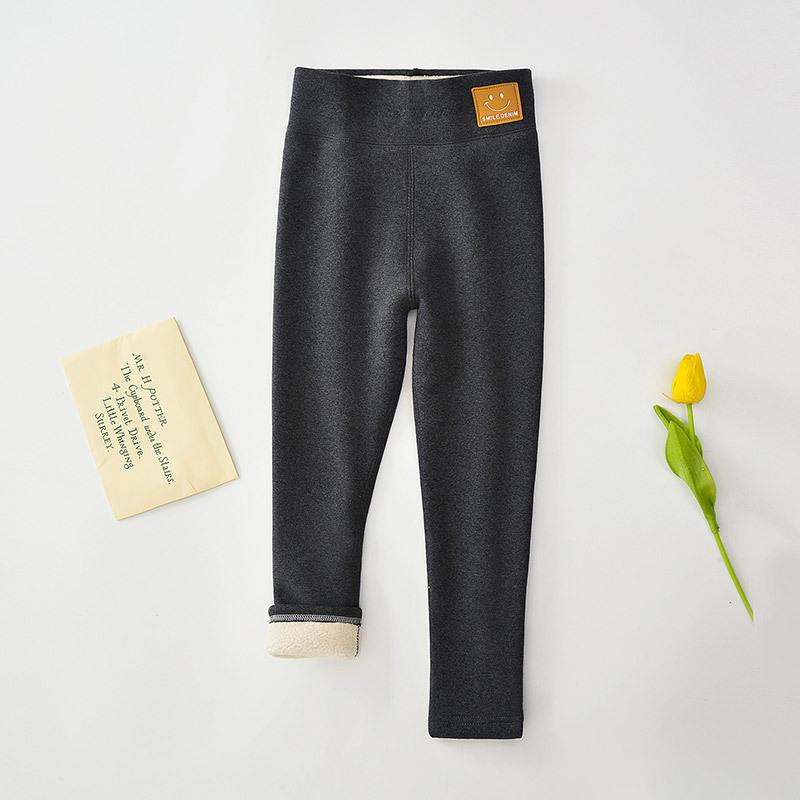 TUOPUDE BABY Meisjes Lamswollen Leggings Fluwelen Verdikking Broek Herfst en Winter Hoge Taille Warme Buitenkleding Katoenen Broek voor Peuters 160 donkergrijze kleur