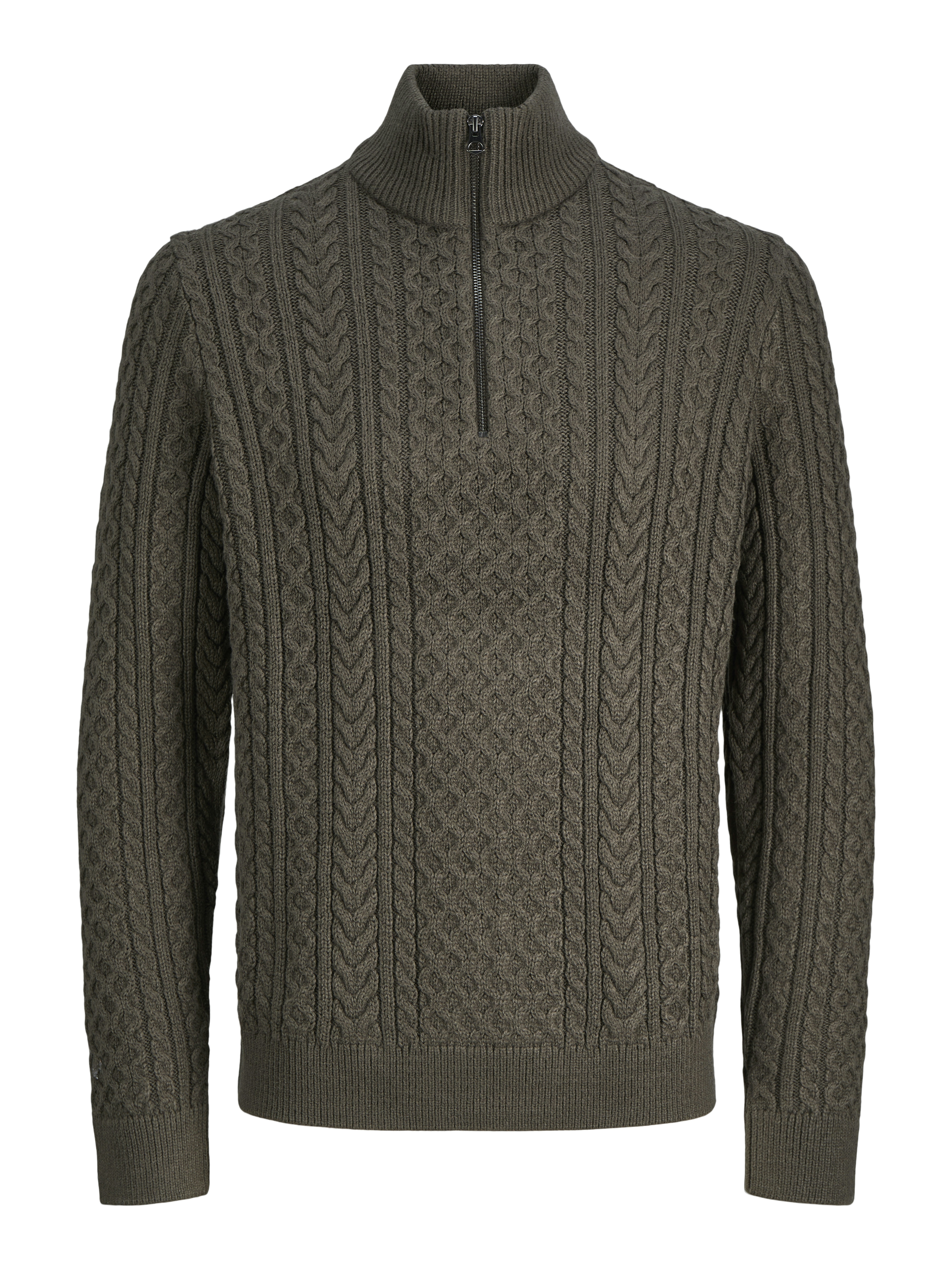 Jack & Jones jprblusean knit cable half zip sn 12283487 black olive