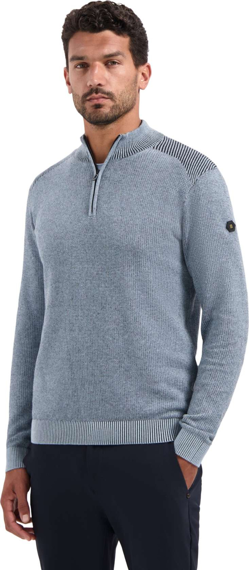 No Excess Pullover half zip plated structure dusty blue