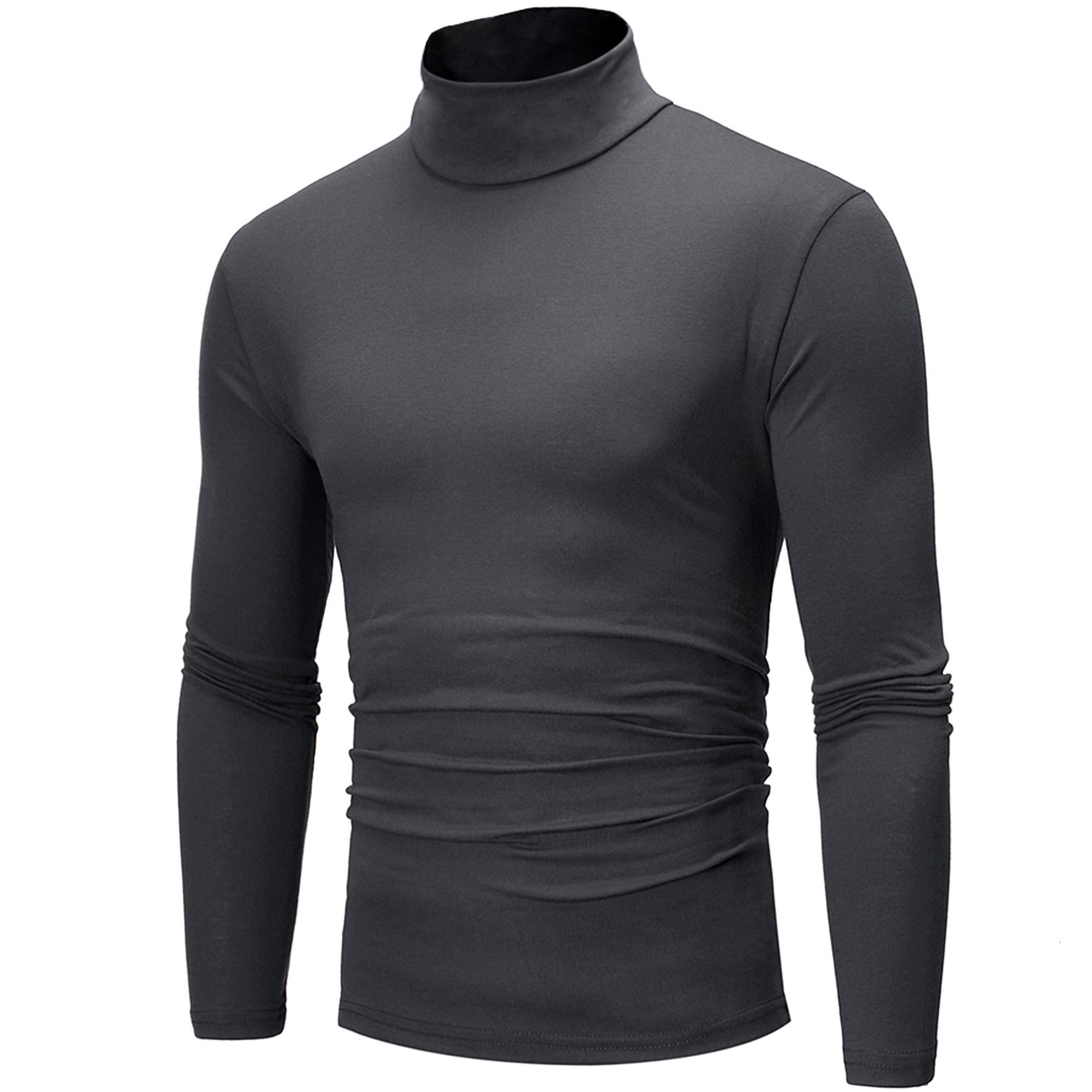 Manyakai Heren T-shirt met lange mouwen Coltrui Jumper Ondershirt Hoge hals Tee Tops Pullover XXL