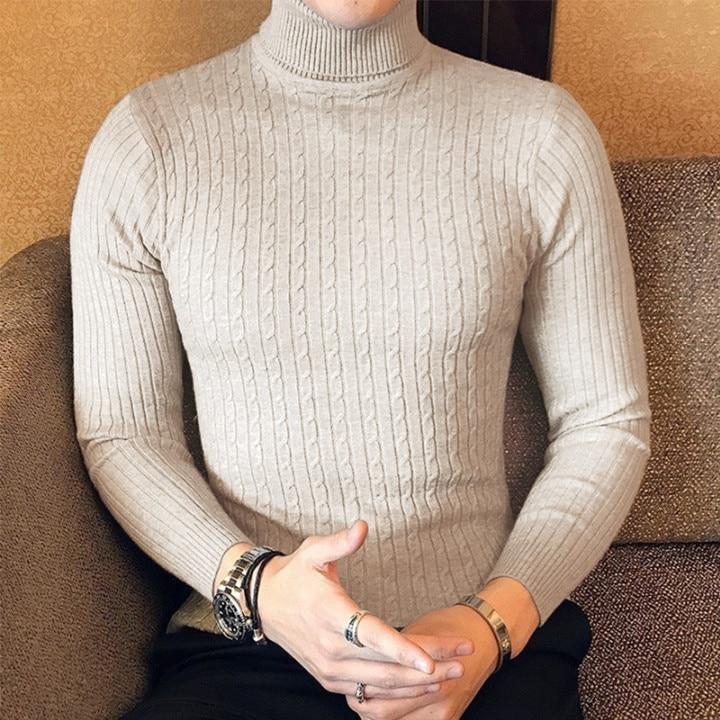 KING BILLION Herfst Winter Turtleneck Truien Warme Effen Kleur Heren Trui Slanke Pullover Heren Gebreide Trui Bottoming Shirt Asia XXL