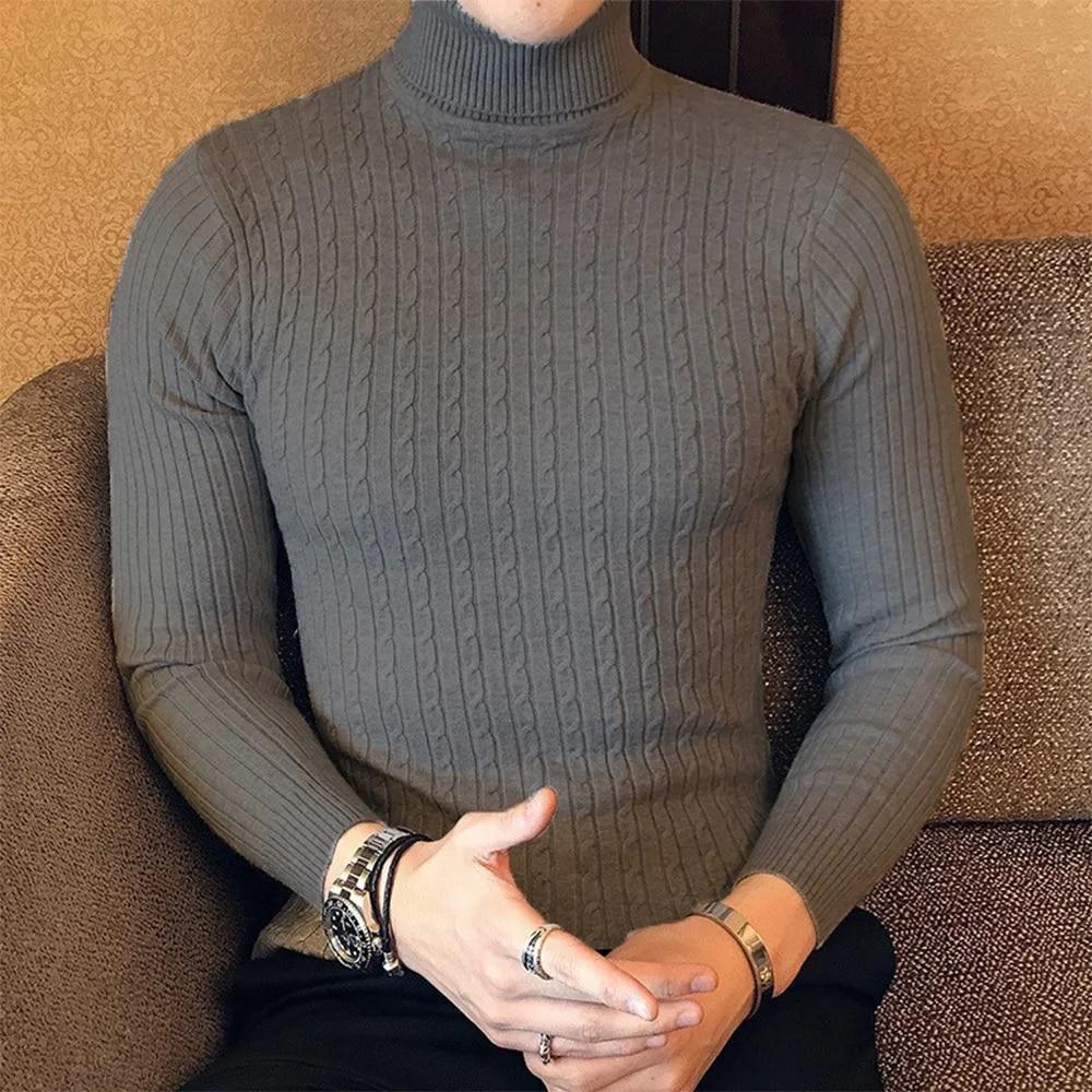 KING BILLION Herfst Winter Turtleneck Truien Warme Effen Kleur Heren Trui Slanke Pullover Heren Gebreide Trui Bottoming Shirt Asia M