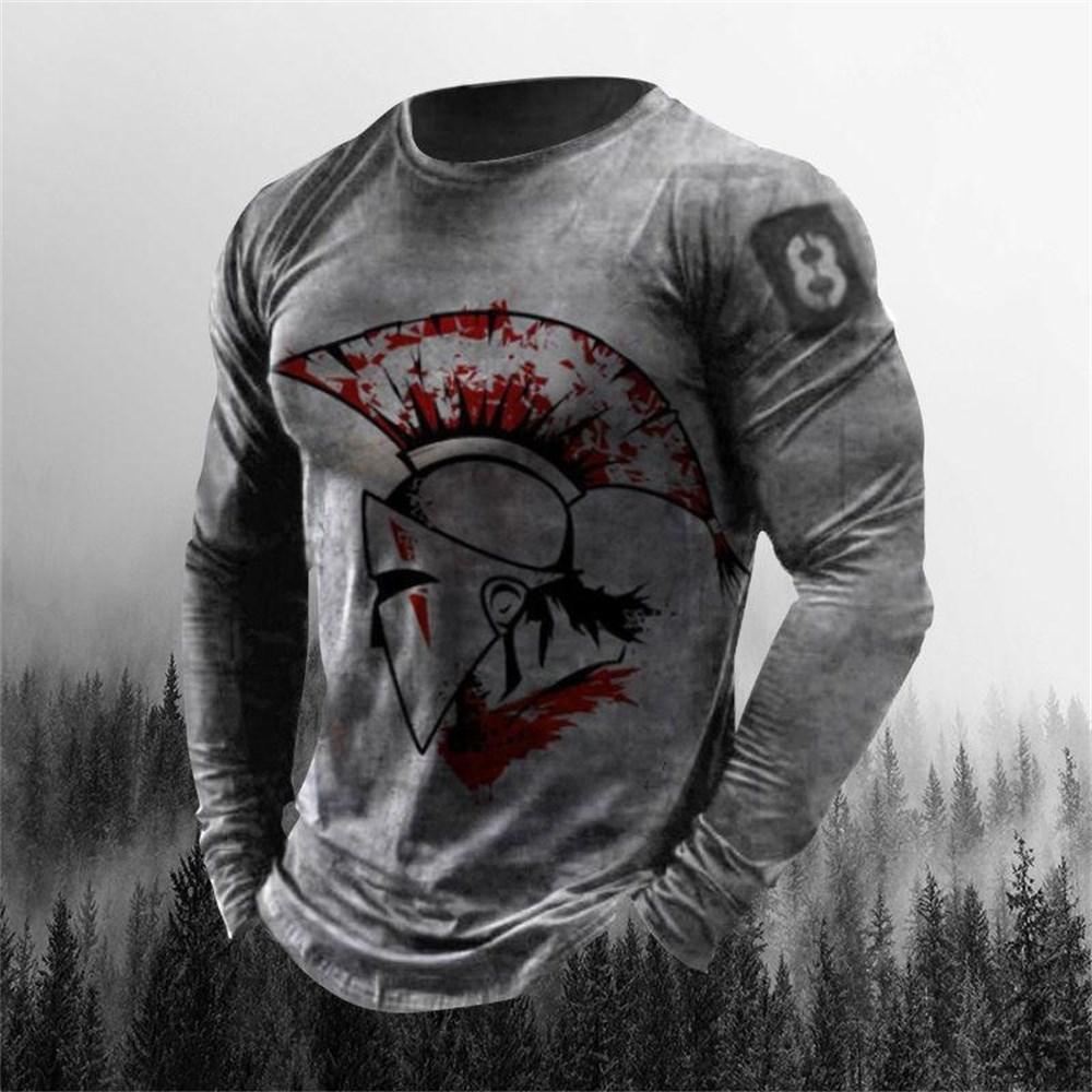 ETST 007 3D-print O-hals lange mouwen Plus Size T-shirt Herenkleding Retro Heren T-shirt met lange mouwen Schedel Lang T-shirt Heren Straat L