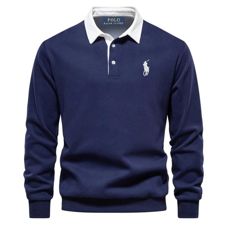 Polo Ralph Lauren Pony Embroidered Men's Pure Cotton Long Sleeved Polo Shirt for Autumn and Winter M