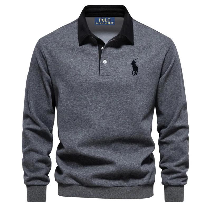 Polo Ralph Lauren Pony Embroidered Men's Pure Cotton Long Sleeved Polo Shirt for Autumn and Winter XXL