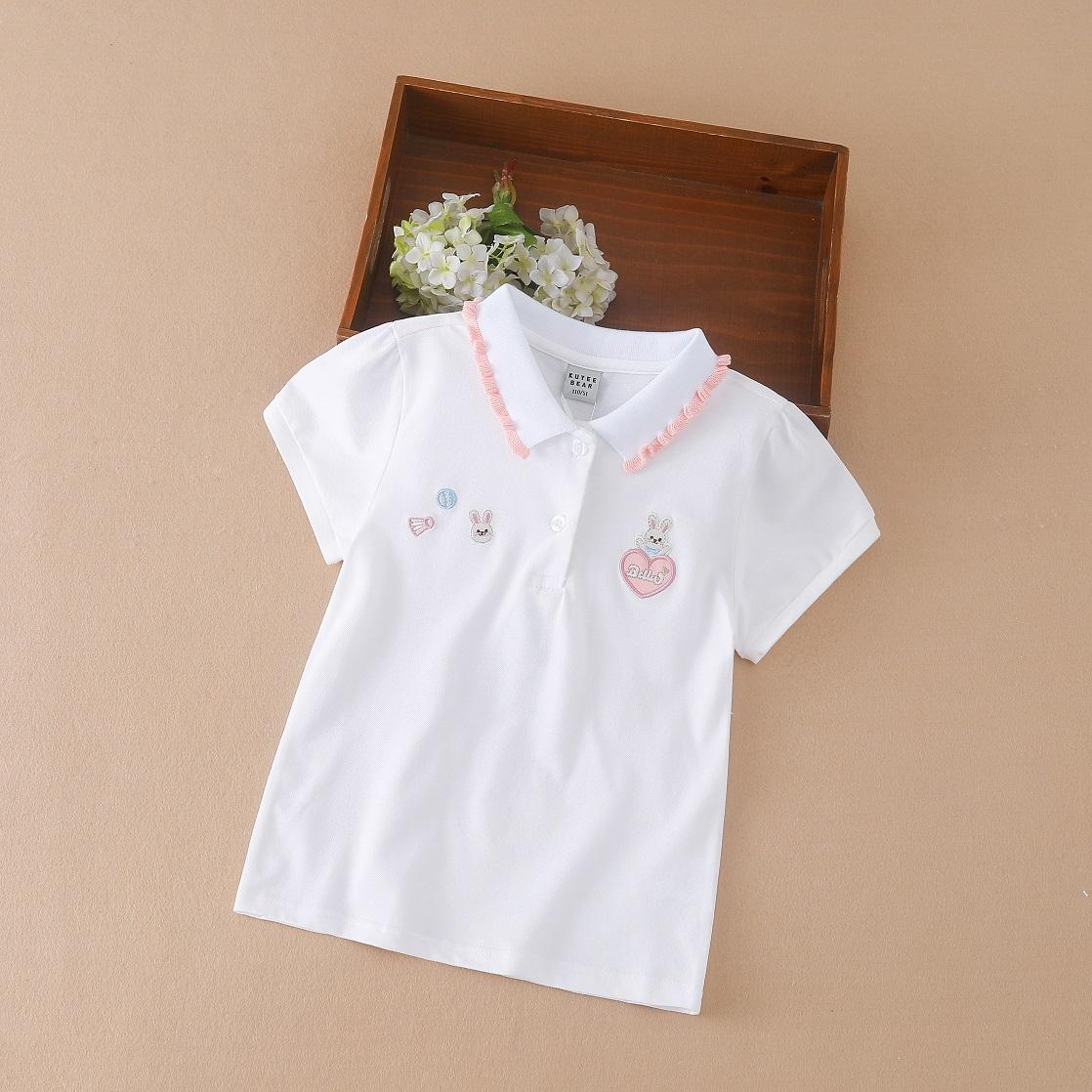 Kuyeebear Kinder T-shirt 2023 poloshirt met korte mouwen babymeisje zomer schattige katoenen top voor kinderen 160