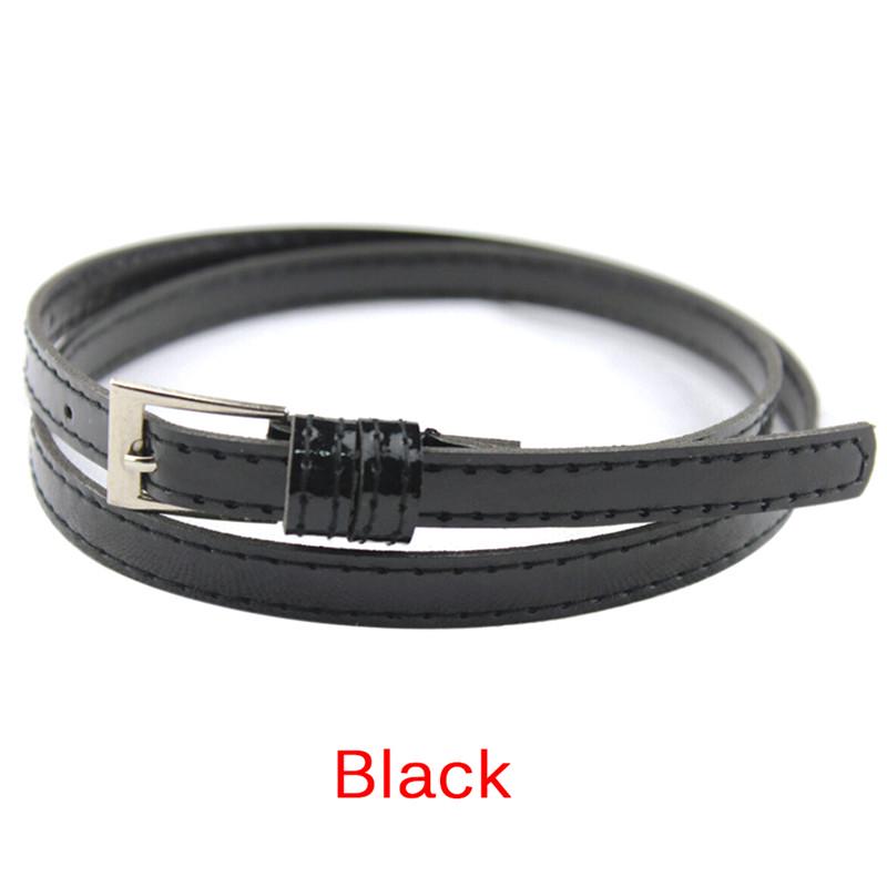 Square Circle Dames Laies Fashion smalle magere dunne lakleren riem met strikgesp zwart