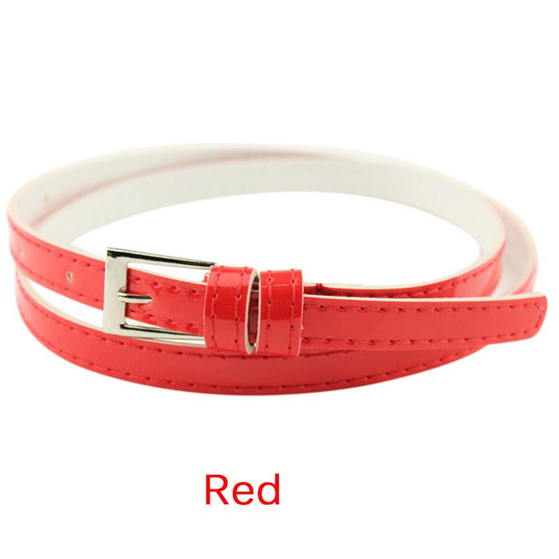 Square Circle Dames Laies Fashion smalle magere dunne lakleren riem met strikgesp rood