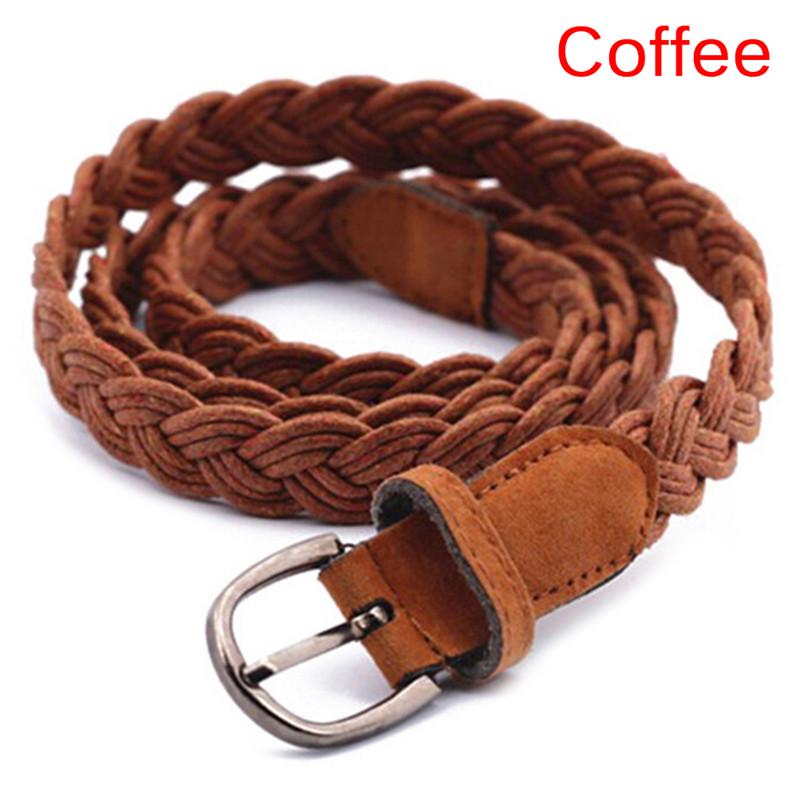 Three Meows Mooie meerkleurige gedraaide wasgeweven riem voor dames koffie