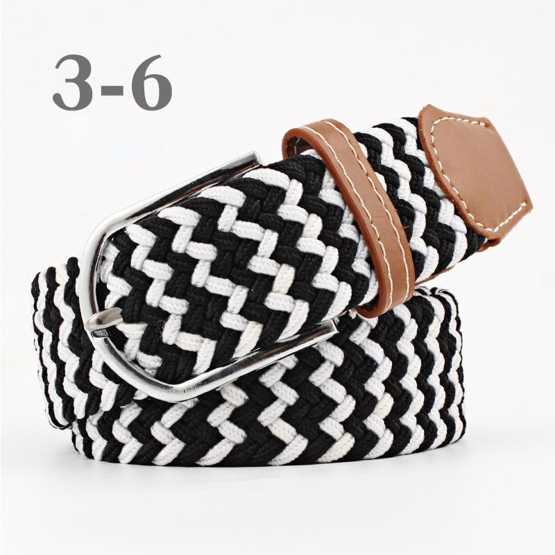 Straight Fire Fashion 2024 Nieuwe Mode Hoge Kwaliteit Explosieve Vrouwen Canvas Riem Mannen Elastische Riem Casual Stretch Geweven Pin Gesp Riem zwart/wit