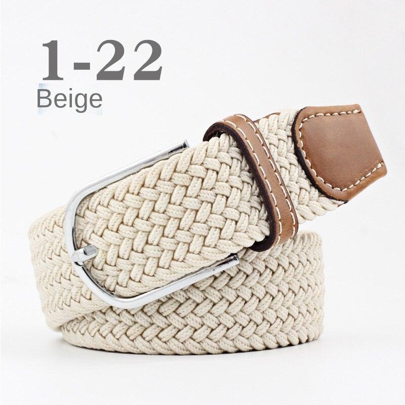 Straight Fire Fashion 2024 Nieuwe Mode Hoge Kwaliteit Explosieve Vrouwen Canvas Riem Mannen Elastische Riem Casual Stretch Geweven Pin Gesp Riem beige
