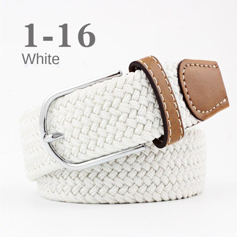 Straight Fire Fashion 2024 Nieuwe Mode Hoge Kwaliteit Explosieve Vrouwen Canvas Riem Mannen Elastische Riem Casual Stretch Geweven Pin Gesp Riem wit