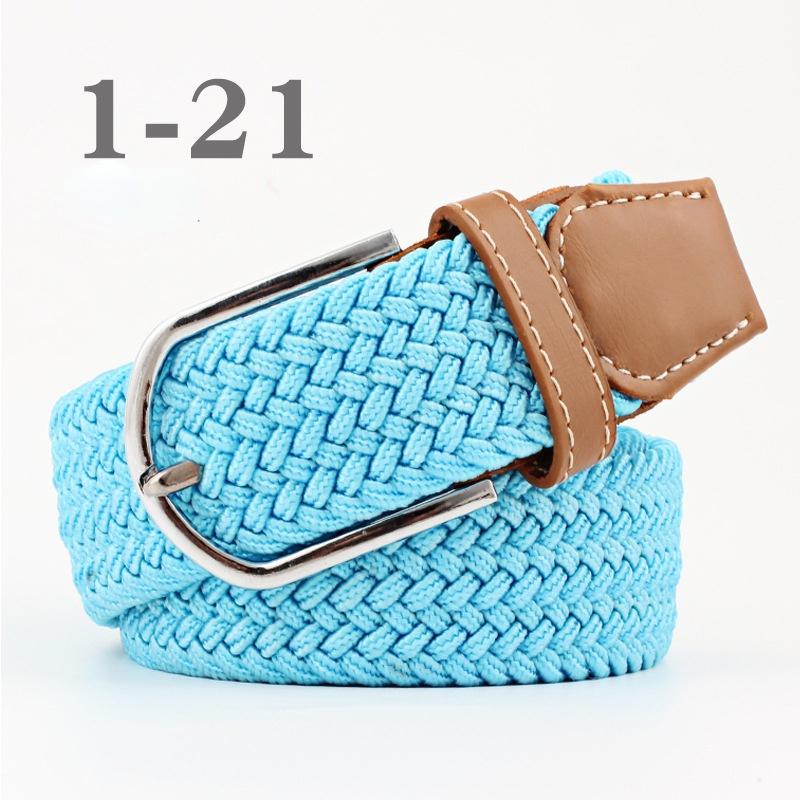 Straight Fire Fashion 2024 Nieuwe Mode Hoge Kwaliteit Explosieve Vrouwen Canvas Riem Mannen Elastische Riem Casual Stretch Geweven Pin Gesp Riem lichtblauwe kleur