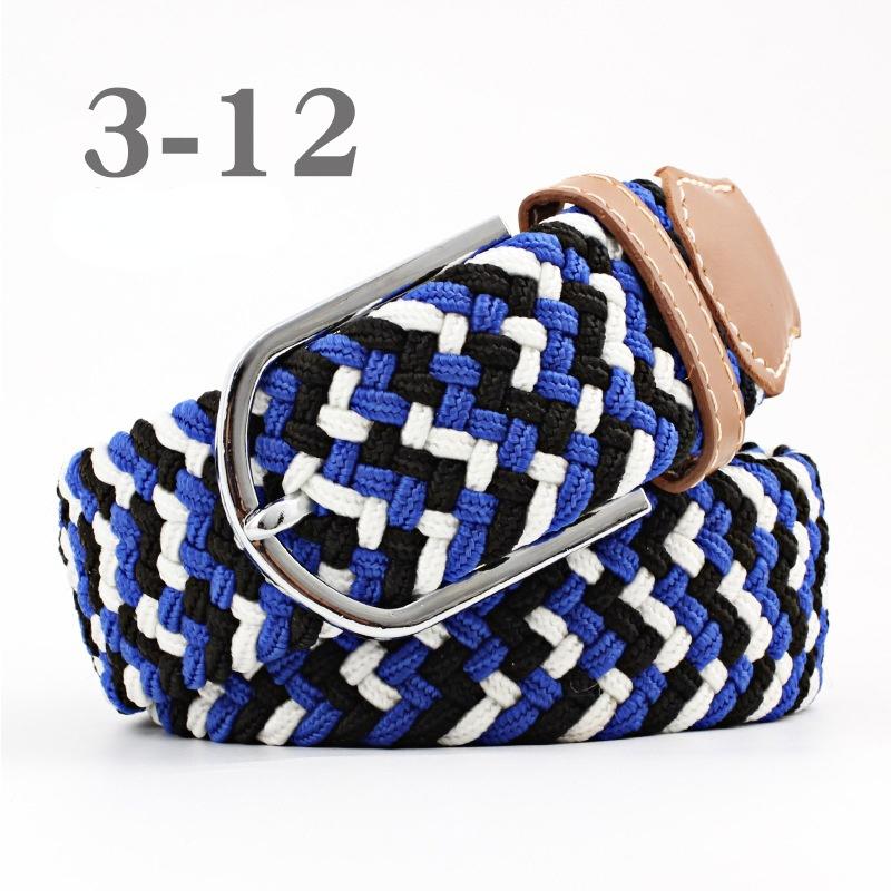 Straight Fire Fashion 2024 Nieuwe Mode Hoge Kwaliteit Explosieve Vrouwen Canvas Riem Mannen Elastische Riem Casual Stretch Geweven Pin Gesp Riem blauw/zwart