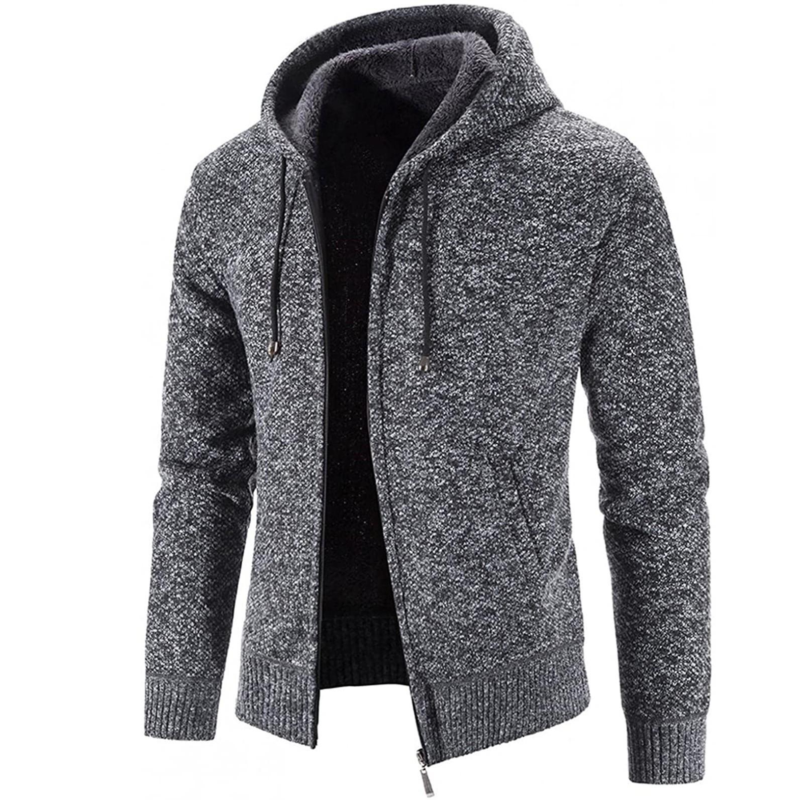 ZuiBaDuDu Herenmode Vrije tijd Lange mouwen Warme effen kleur Capuchonjassen Tops XXL