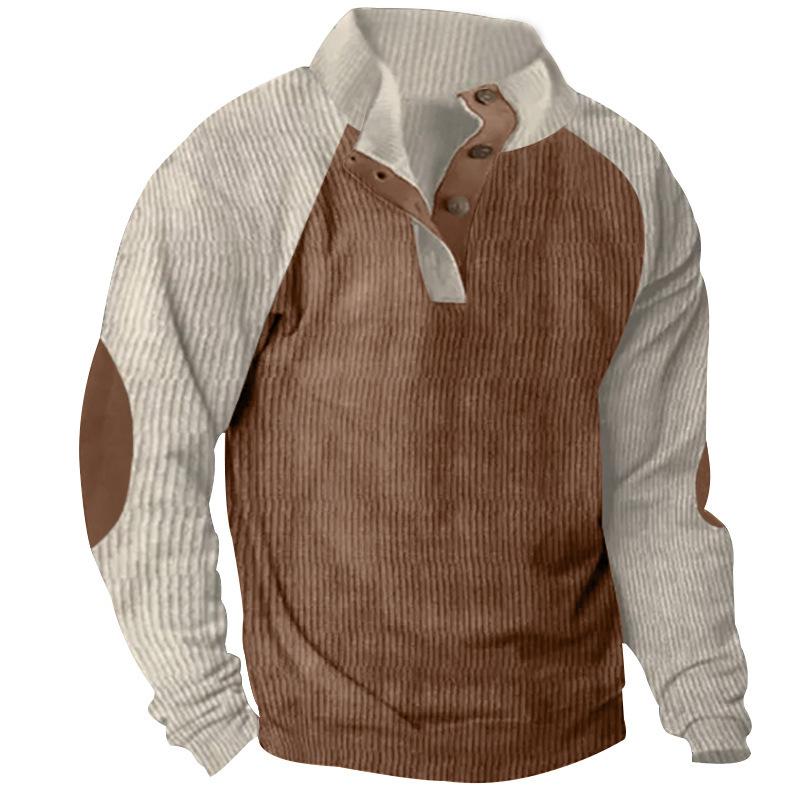 Fashion human Heren schouderinzet casual opstaande kraag sporttrui herfst en winter botsing corduroy herenjas jas XXXL