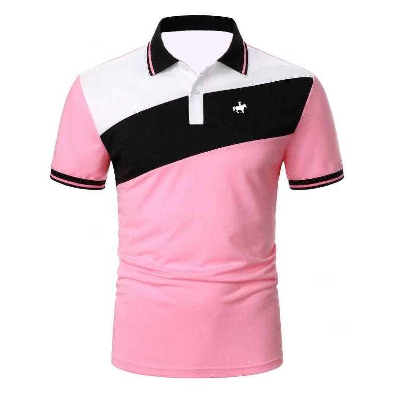 Haodingfushi Heren effen bedrukt kleur cool slim fit zakelijk poloshirt, heren zomer casual knop mode korte mouw poloshirt L