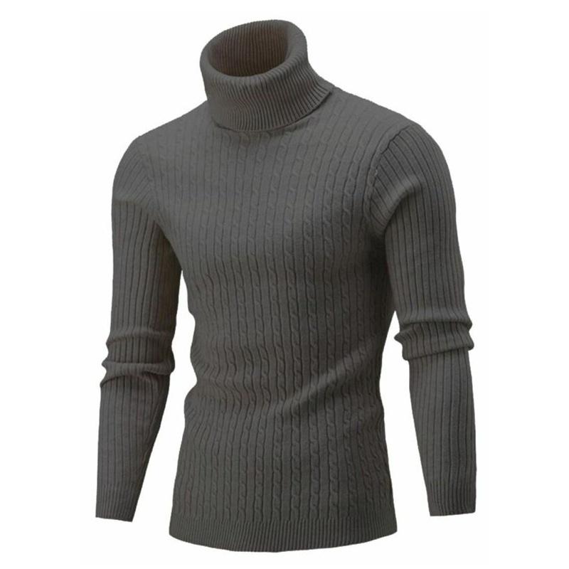 MAITA Elite Fashions Herensweater met hoge kraag Herfst- en wintermode Warme gebreide coltrui voor heren met lange mouwen Warme truien XXL