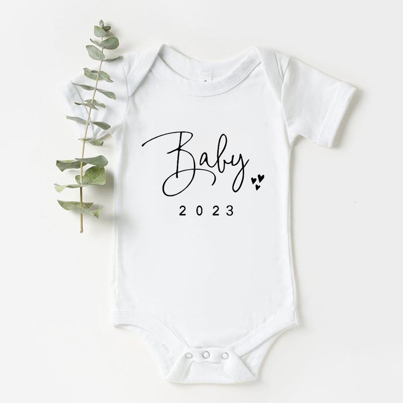 Jiangkao Baby Aankondiging Binnenkort 2023 Pasgeboren Baby Body Zomer Jongens Meisjes Romper Body Zwangerschap Onthullen Kleding 6M