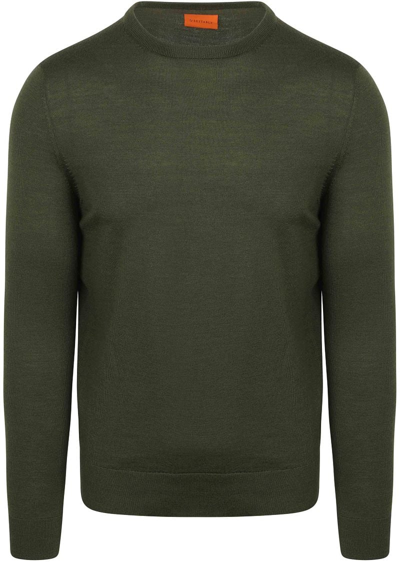 Suitable Merino Pullover Military Groen
